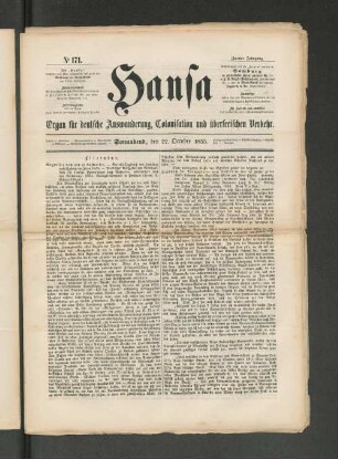No. 171. Sonnabend, den 22. October 1853.