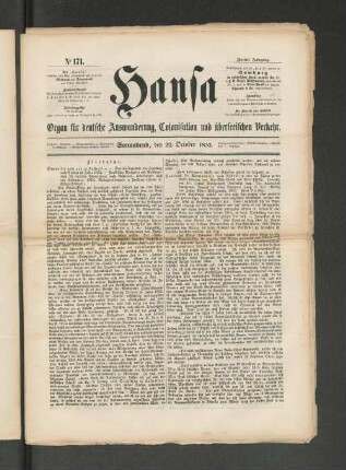 No. 171. Sonnabend, den 22. October 1853.