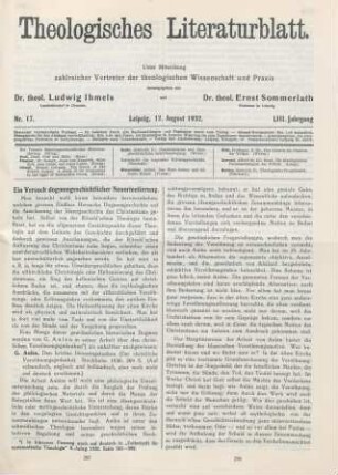 257-261 Ein Versuch dogmengeschichtlicher Neuorientierung