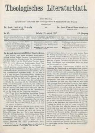 257-261 Ein Versuch dogmengeschichtlicher Neuorientierung