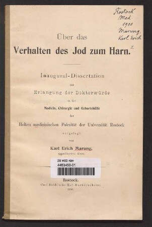 Über das Verhalten des Jod zum Harn