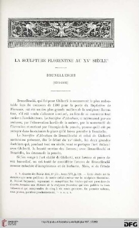 3. Pér. 17.1897: La sculpture florentine au XVe siècle, [4], Brunelleschi (1377 - 1446)