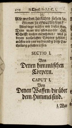 Sectio I. Von Denen himmlischen Cörpern.