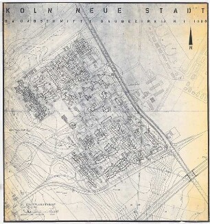 Neue Stadt Köln-Chorweiler: Lageplan Bauabschnitt 1, Baubezirk 1.3 1:1000