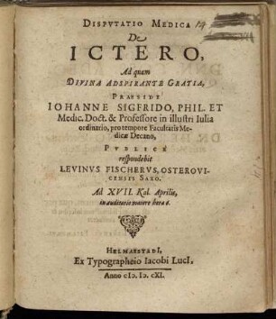 Disputatio Medica De Ictero