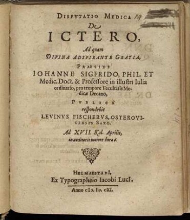 Disputatio Medica De Ictero