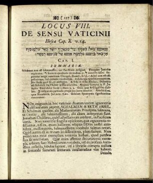 Locus VIII. De Sensu Vaticinii. - Locus X. Crux Theologorum, Sive De Sensuet Integritate Vocis ...