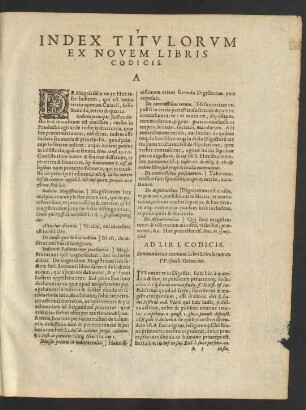 Ad Lib. I. Codicis. Summa brevis omnium Libri I. titulorum ex VVesemb. Oecon. iur.