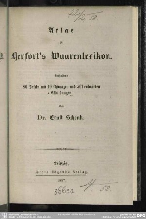 Atlas zu Herfort's Waarenlexikon : enthaltend 80 Tafeln mit 10 schwarzen u. 561 colorirten Abbildungen