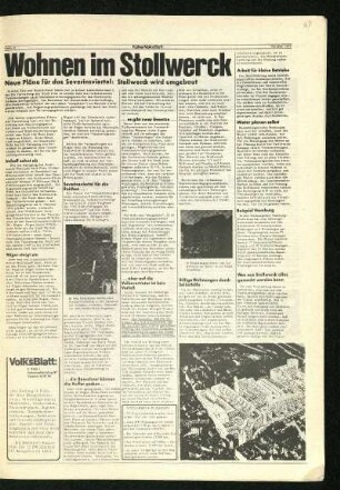 Faksimile Kölner Volksblatt Oktober 1975: Wohnen im Stollwerck