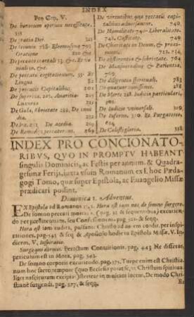 Index Pro Concionatoribus ...