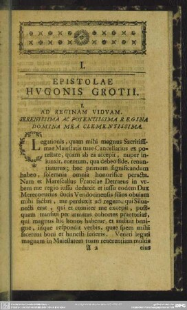 I. Epistolae Hugonis Grotii