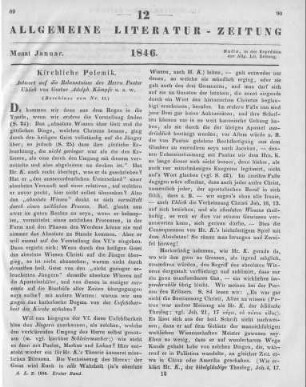 Kämpfe, G. A.: Antwort auf die Bekenntnisse des Herrn Pastor Uhlich. Magdeburg: Heinrichshofen 1845 (Beschluss von Nr. 11)