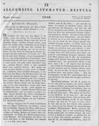 Kämpfe, G. A.: Antwort auf die Bekenntnisse des Herrn Pastor Uhlich. Magdeburg: Heinrichshofen 1845 (Beschluss von Nr. 11)