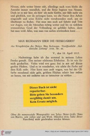Max Beckmann über die Freskoarbeit