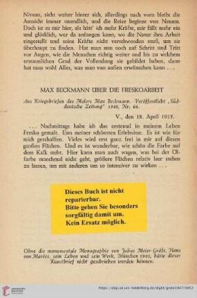 Max Beckmann über die Freskoarbeit