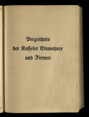 Verzeichnis der Kasseler Einwohner und Firmen