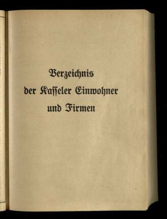 Verzeichnis der Kasseler Einwohner und Firmen