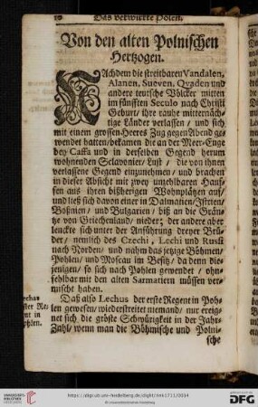Von den alten polnischen Hertzogen