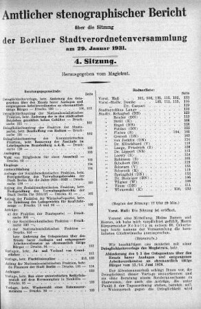 Sitzung 4, 29. Januar 1931