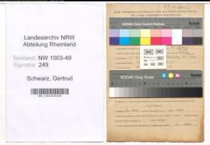 Entnazifizierung Gertrud Schwarz , geb. 15.04.1912 (Studienraetin)