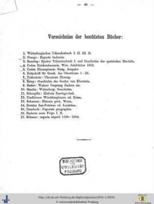 Verzeichnis der benutzten Bücher.