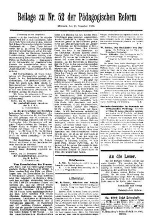 [Mitteilungen] : (Fortsetzung aus dem Hauptblatt) ; Beilage zu Nr. 52 der Pädagogischen Reform