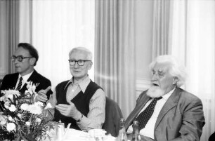 31. Tagung 1981 (29.6.-3.7.) Mediziner; Pressekonferenz: H. Breuer, Nikolaas Tinbergen, Konrad Lorenz