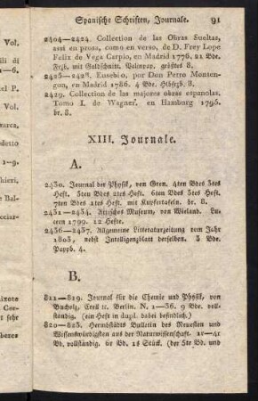 90-96, XII. Spanische Schriften. - XIII. Journale.