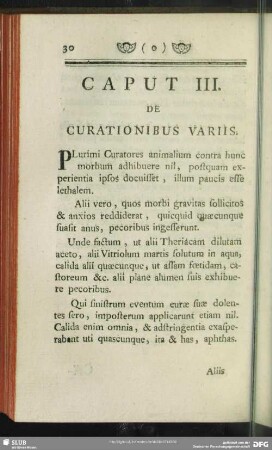Caput III. De Curationibus Variis