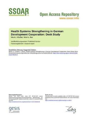 Health Systems Strengthening in German Development Cooperation: Desk Study
