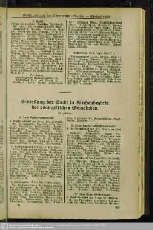 Einteilung der Stadt in Kirchenbezirke der evangelischen Gemeinden