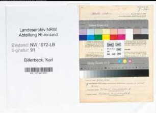 Entnazifizierung Karl Billerbeck , geb. 27.03.1899 (Schneidermeister)