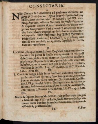 Consectaria. I. - VII.