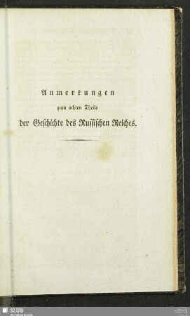 Anmerkungen zum achten Theile der Geschichte des Russischen Reiches