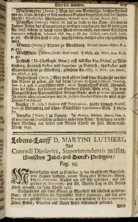 Lebens-Lauff D. Martini Lutheri, Aus Conradi Diederici...