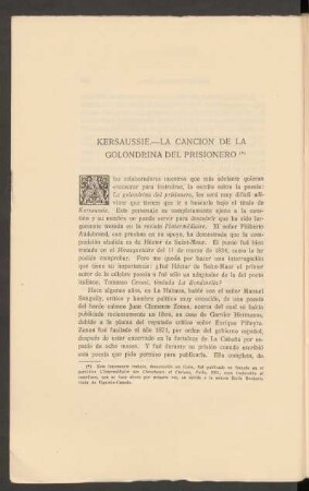 Kersaussie. - La canción de la golondrina del prisionero