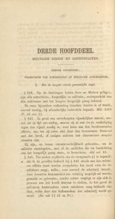 Derde hoofddeel. Militaire dienst en dienstpligten
