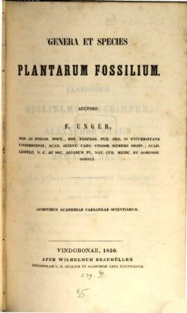 Genera et species plantarum fossilium
