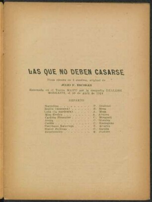 Las que no deben casarse : pieza cómica en 3 cuadros