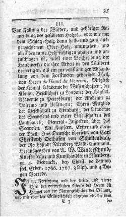 Von Fällung der Wälder, und gehöriger Anwendung des gefälleten Holzes. T.1.2.