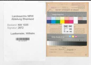 Entnazifizierung Wilhelm Luetkemeier , geb. 20.04.1921 (Foerdermaschinist)