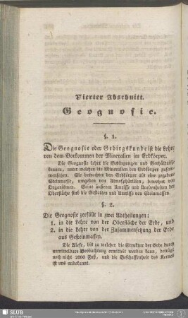 Vierter Abschnitt. Geognosie