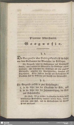 Vierter Abschnitt. Geognosie