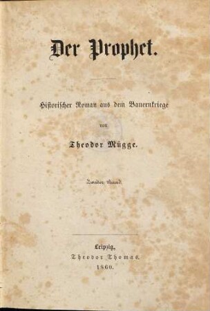 Der Prophet : historischer Roman aus dem Bauernkriege, 2