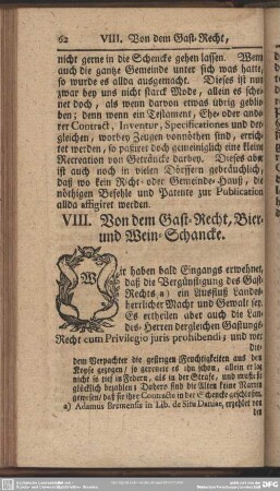 VIII. Von dem Gast-Recht, Bier- und Wein-Schancke