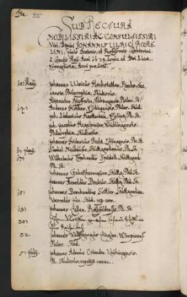 Sommerhalbjahr 1639. Rektorat Johann Ulrich Rümelin der Ältere