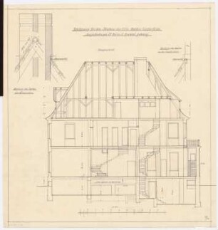 Villa Rewald, Berlin-Lichterfelde: Längsschnitt 1:50 und Details