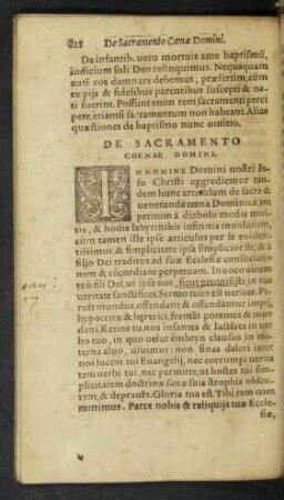 De Sacramento Coenae Domini.