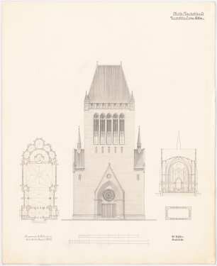 Kirche: Grundriss, Ansicht, Schnitt